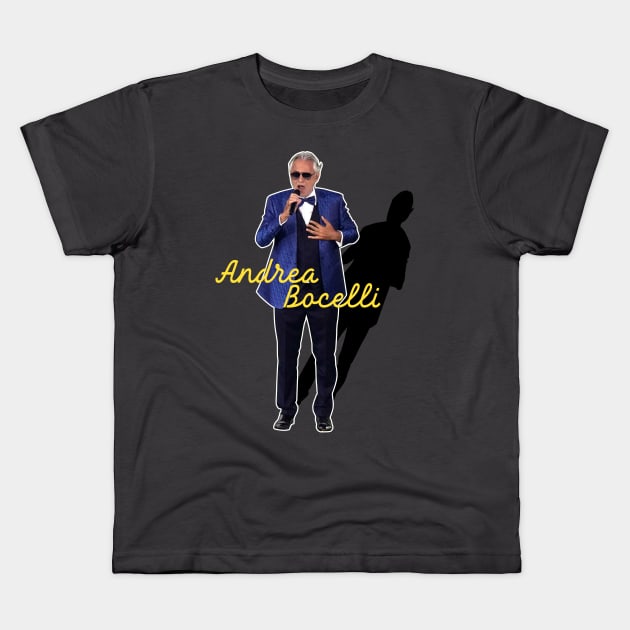 andrea bocelli singing Kids T-Shirt by rsclvisual